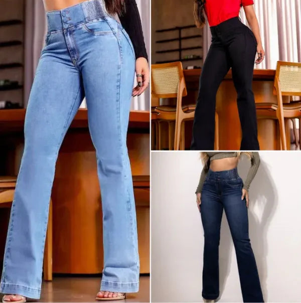 Kit 3 Calça Jeans Flare Modeladora de Cintura Alta + Brindes Exclusivos!