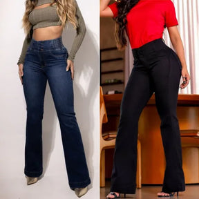 Kit 3 Calça Jeans Flare Modeladora de Cintura Alta + Brindes Exclusivos!